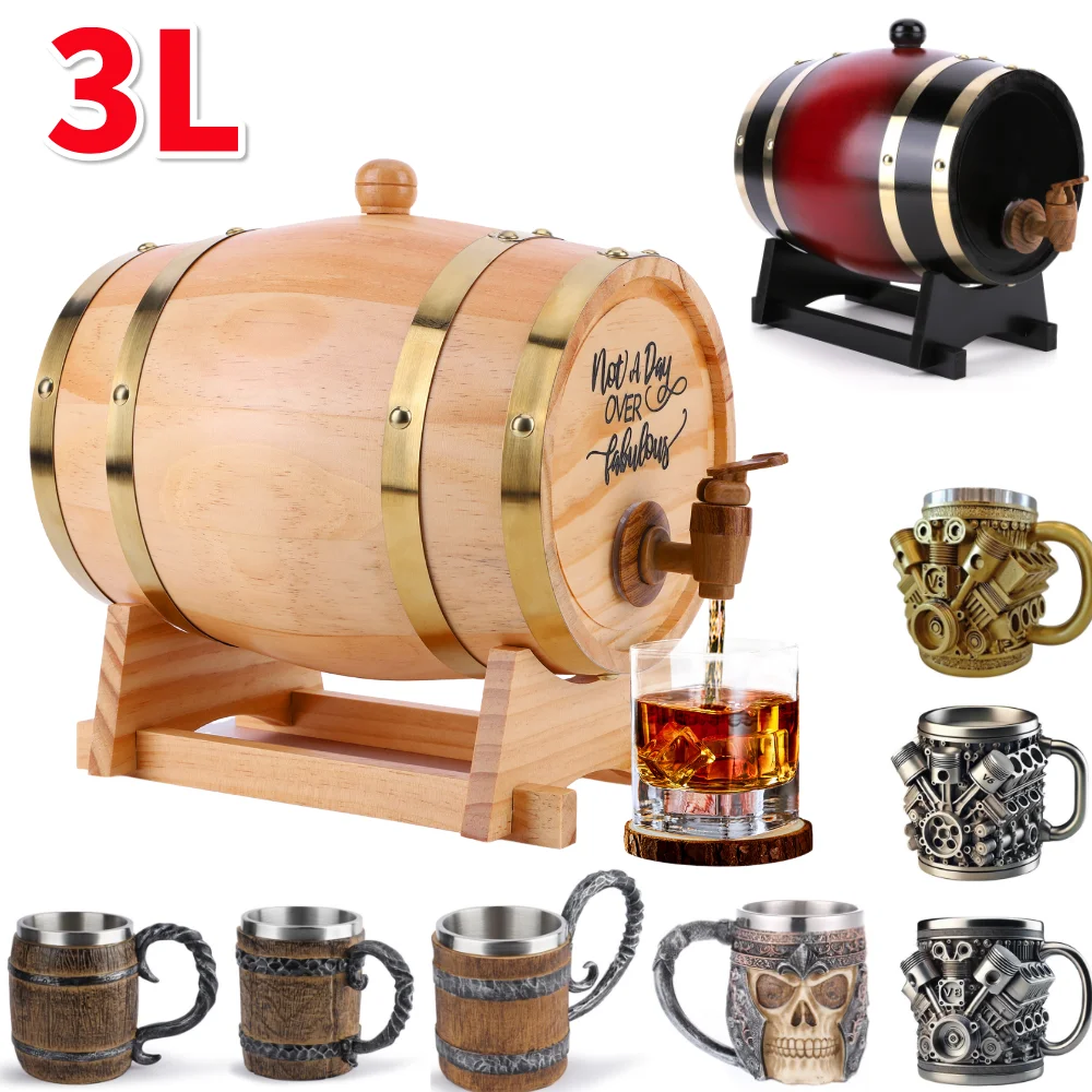 Wine Beer The Whiskey - Barril de uísque de madeira 3l