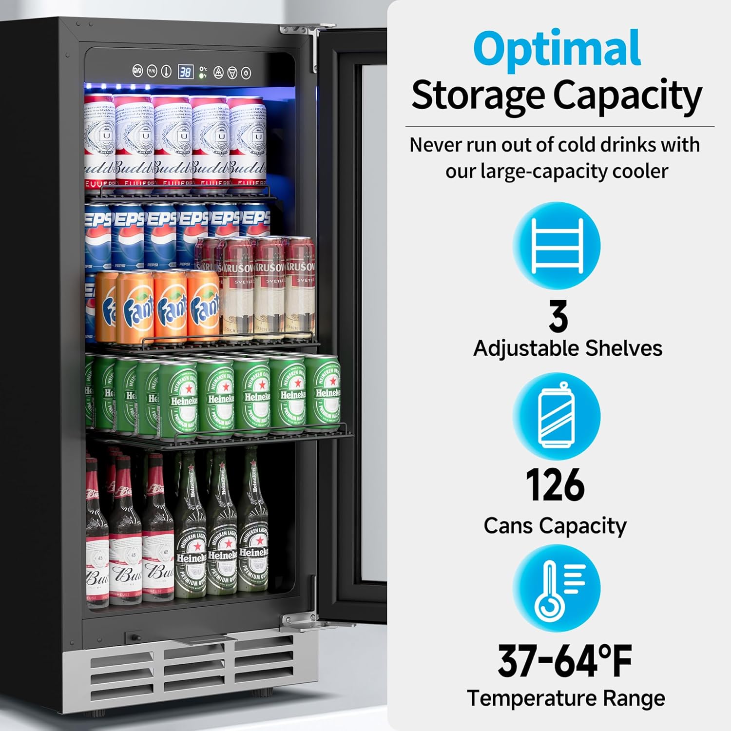 Wine And Beer Undercounter Fridge - Refrigerador de Bebidas de 15 Polegadas
